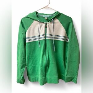 Green and White Striped Zip Up